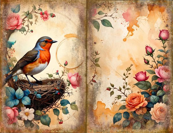 The Robin Collection Journal Spreads: 30 Printable Open Book Pages - Watercolor Digital Paper — image 3