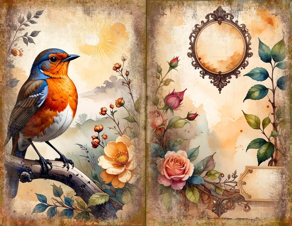The Robin Collection Journal Spreads: 30 Printable Open Book Pages - Watercolor Digital Paper — image 8