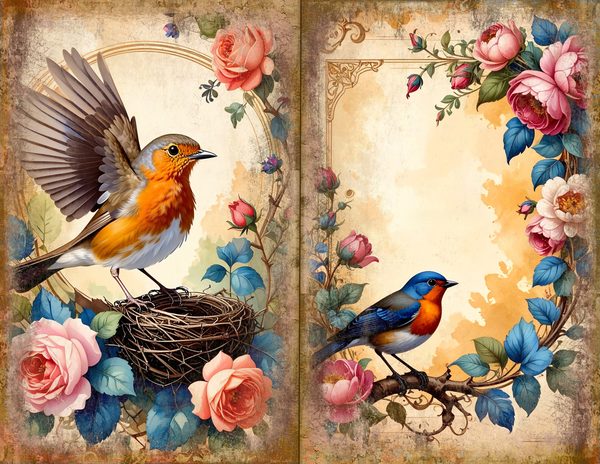 The Robin Collection Journal Spreads: 30 Printable Open Book Pages - Watercolor Digital Paper — image 9