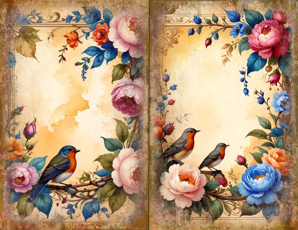 The Robin Collection Journal Spreads: 30 Printable Open Book Pages - Watercolor Digital Paper — image 10