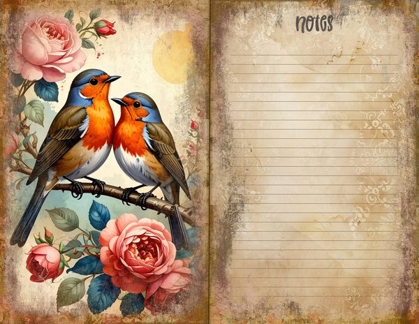 The Robin Collection Journal Spreads: 30 Printable Open Book Pages - Watercolor Digital Paper — image 13