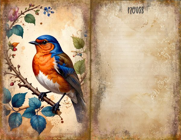 The Robin Collection Journal Spreads: 30 Printable Open Book Pages - Watercolor Digital Paper — image 14