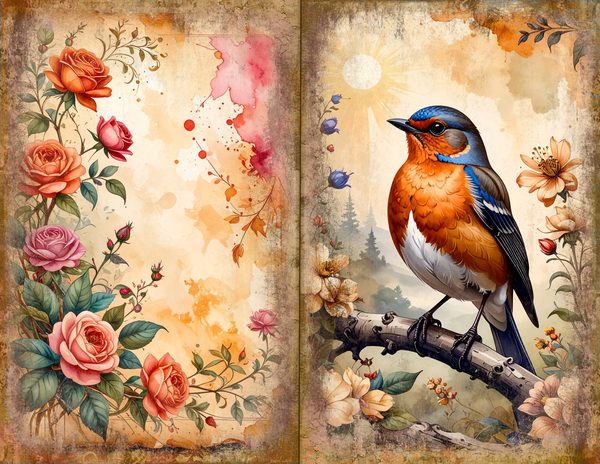 The Robin Collection Journal Spreads: 30 Printable Open Book Pages - Watercolor Digital Paper — image 17