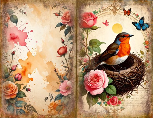 The Robin Collection Journal Spreads: 30 Printable Open Book Pages - Watercolor Digital Paper — image 19