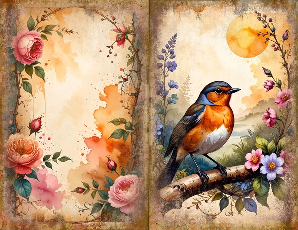 The Robin Collection Journal Spreads: 30 Printable Open Book Pages - Watercolor Digital Paper — image 22