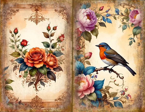 The Robin Collection Journal Spreads: 30 Printable Open Book Pages - Watercolor Digital Paper — image 24