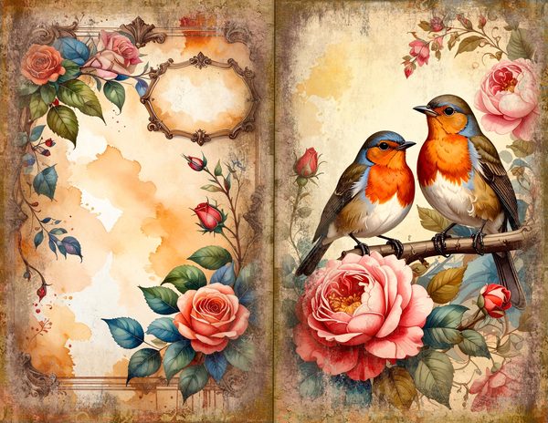 The Robin Collection Journal Spreads: 30 Printable Open Book Pages - Watercolor Digital Paper — image 26