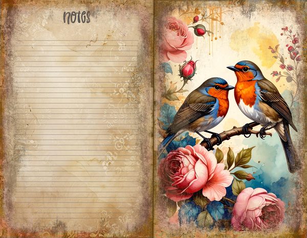 The Robin Collection Journal Spreads: 30 Printable Open Book Pages - Watercolor Digital Paper — image 28