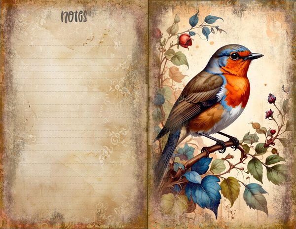 The Robin Collection Journal Spreads: 30 Printable Open Book Pages - Watercolor Digital Paper — image 29