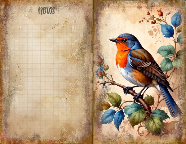 The Robin Collection Journal Spreads: 30 Printable Open Book Pages - Watercolor Digital Paper — image 30