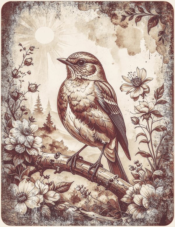 Robin Vintage Junk Journal: 60 Grungy Monochrome Papers, Ink Saver Antique Bird Scrapbook Printable — image 4