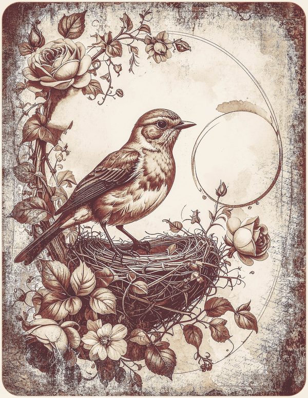 Robin Vintage Junk Journal: 60 Grungy Monochrome Papers, Ink Saver Antique Bird Scrapbook Printable — image 6