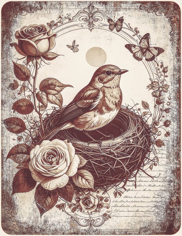 Robin Vintage Junk Journal: 60 Grungy Monochrome Papers, Ink Saver Antique Bird Scrapbook Printable — image 7
