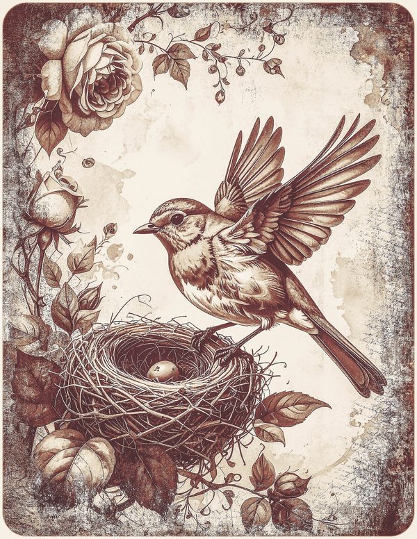 Robin Vintage Junk Journal: 60 Grungy Monochrome Papers, Ink Saver Antique Bird Scrapbook Printable — image 9