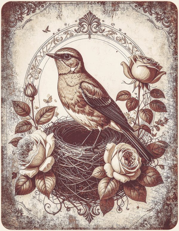 Robin Vintage Junk Journal: 60 Grungy Monochrome Papers, Ink Saver Antique Bird Scrapbook Printable — image 10