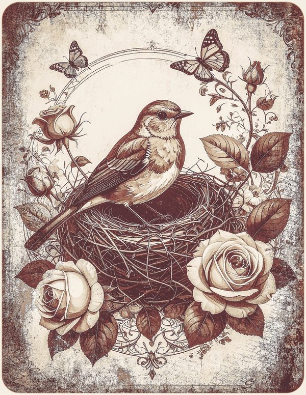 Robin Vintage Junk Journal: 60 Grungy Monochrome Papers, Ink Saver Antique Bird Scrapbook Printable — image 11