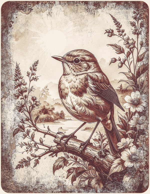 Robin Vintage Junk Journal: 60 Grungy Monochrome Papers, Ink Saver Antique Bird Scrapbook Printable — image 14