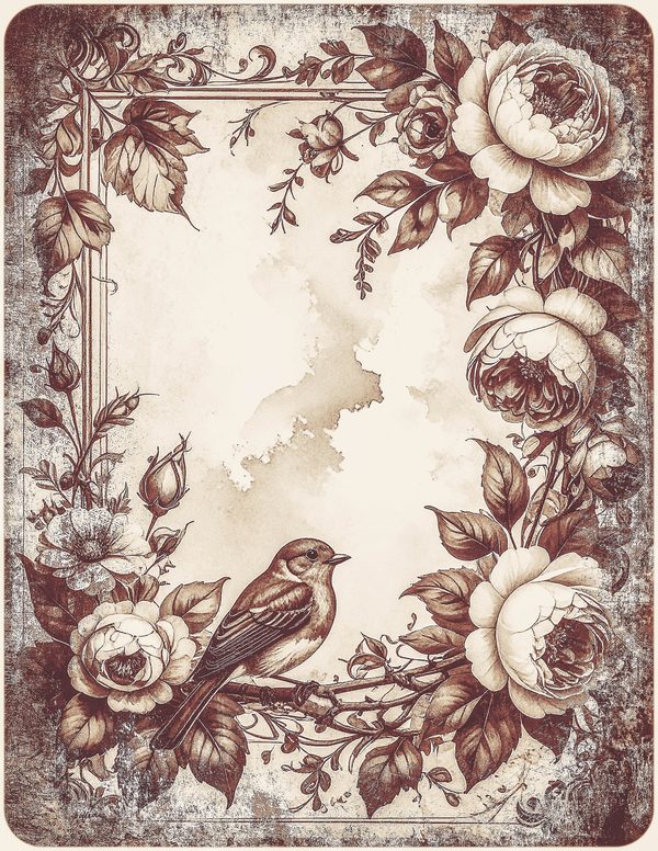 Robin Vintage Junk Journal: 60 Grungy Monochrome Papers, Ink Saver Antique Bird Scrapbook Printable — image 19