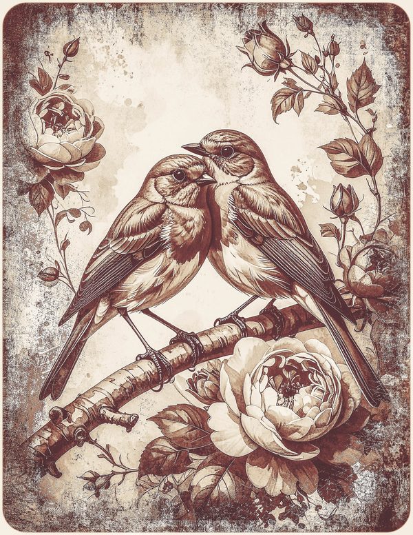 Robin Vintage Junk Journal: 60 Grungy Monochrome Papers, Ink Saver Antique Bird Scrapbook Printable — image 20