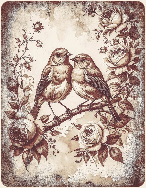 Robin Vintage Junk Journal: 60 Grungy Monochrome Papers, Ink Saver Antique Bird Scrapbook Printable — image 22