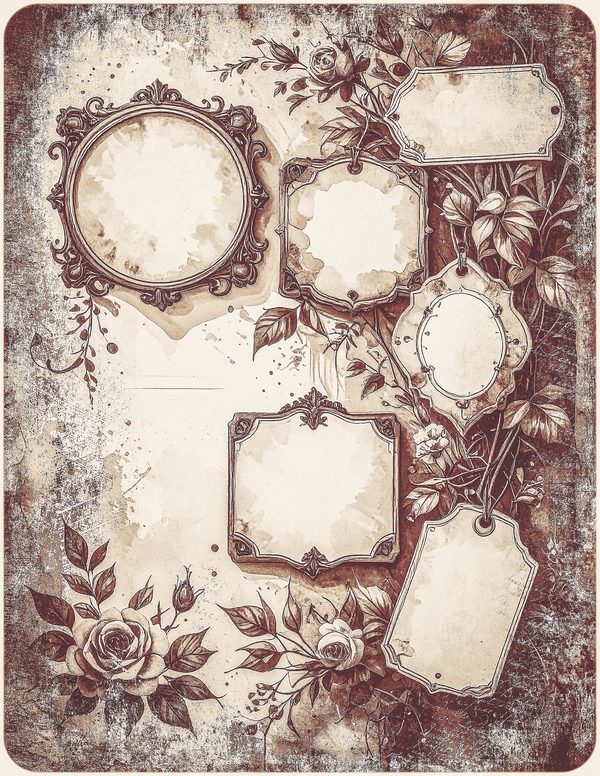 Robin Vintage Junk Journal: 60 Grungy Monochrome Papers, Ink Saver Antique Bird Scrapbook Printable — image 31