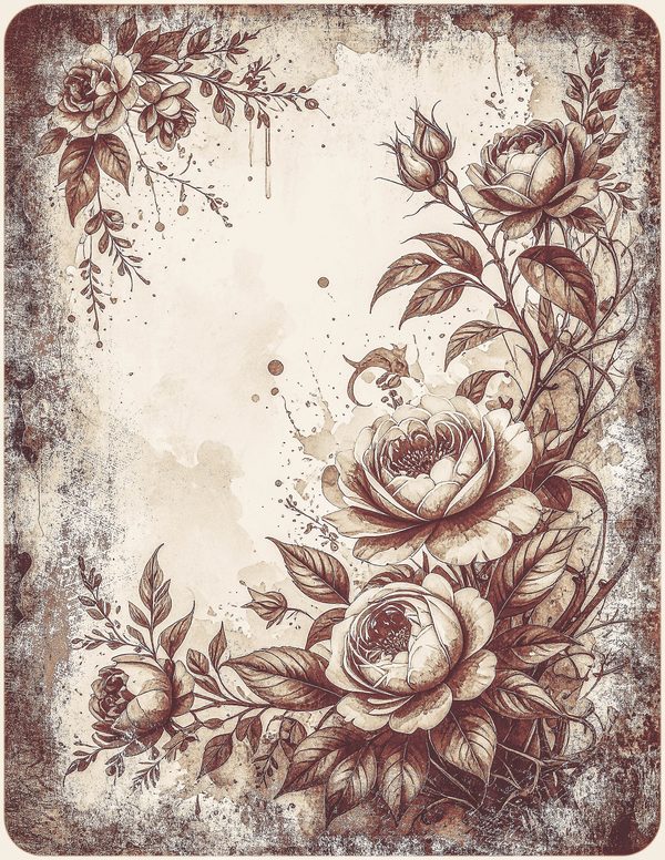 Robin Vintage Junk Journal: 60 Grungy Monochrome Papers, Ink Saver Antique Bird Scrapbook Printable — image 35