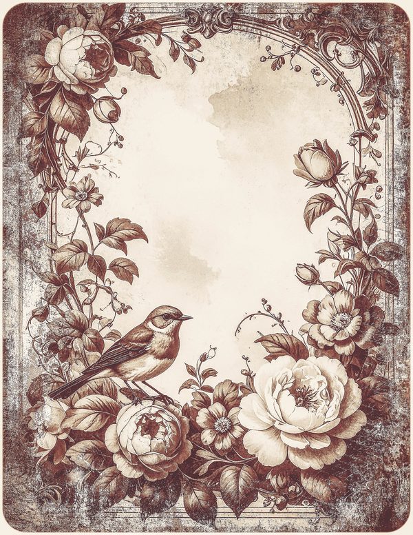 Robin Vintage Junk Journal: 60 Grungy Monochrome Papers, Ink Saver Antique Bird Scrapbook Printable — image 40