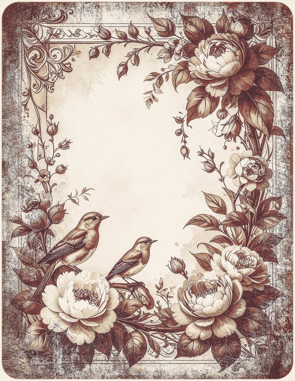 Robin Vintage Junk Journal: 60 Grungy Monochrome Papers, Ink Saver Antique Bird Scrapbook Printable — image 49