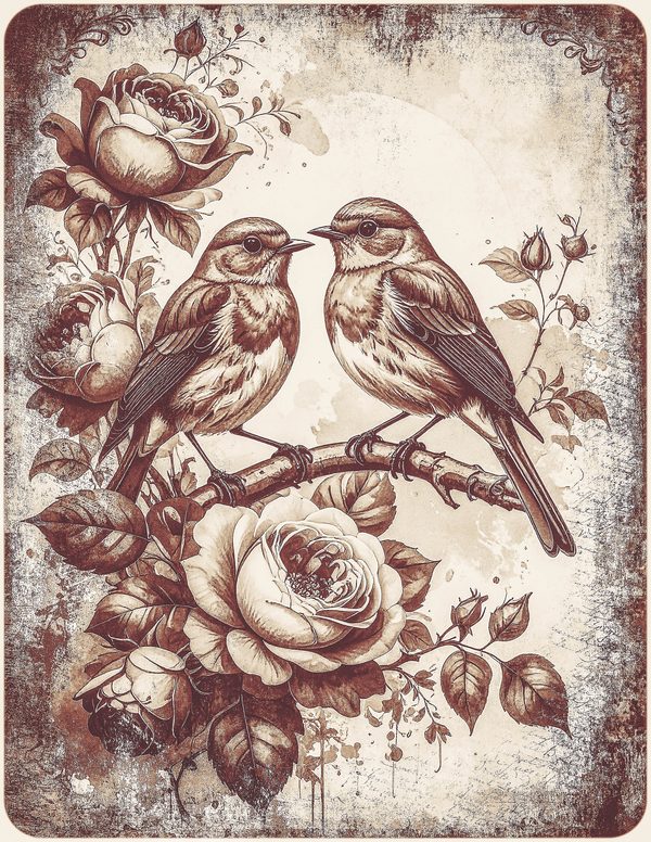 Robin Vintage Junk Journal: 60 Grungy Monochrome Papers, Ink Saver Antique Bird Scrapbook Printable — image 55