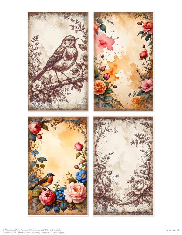 The Robin Collection Kit: 25 Printable Sheets - Vintage Fussy Cut Cards, Tags & Folio Instant Download — image 1