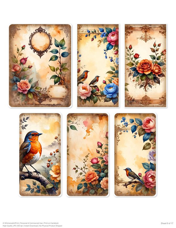 The Robin Collection Kit: 25 Printable Sheets - Vintage Fussy Cut Cards, Tags & Folio Instant Download — image 6