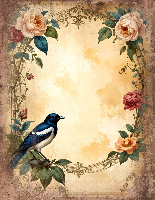 Magpie Bird Collection Junk Journal Pages: 60 Watercolor Digital Paper - Scrapbook Printables — image 2