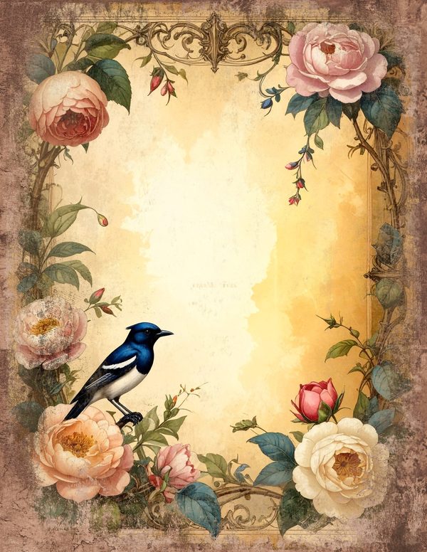 Magpie Bird Collection Junk Journal Pages: 60 Watercolor Digital Paper - Scrapbook Printables — image 3