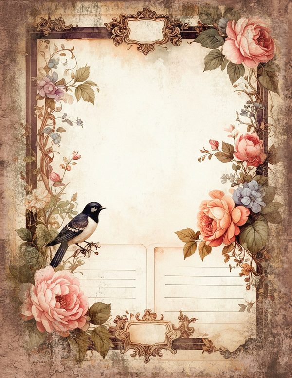 Magpie Bird Collection Junk Journal Pages: 60 Watercolor Digital Paper - Scrapbook Printables — image 6