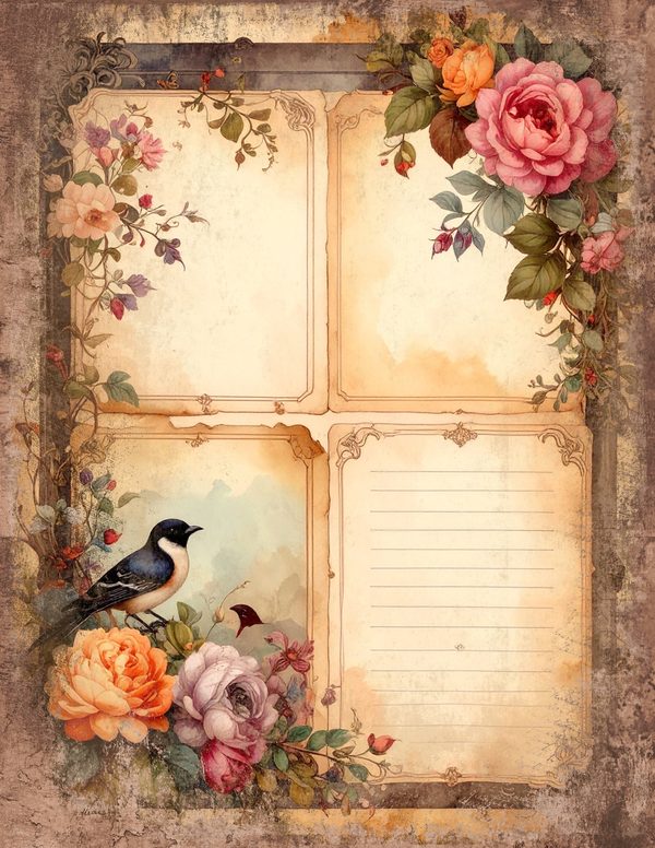 Magpie Bird Collection Junk Journal Pages: 60 Watercolor Digital Paper - Scrapbook Printables — image 8