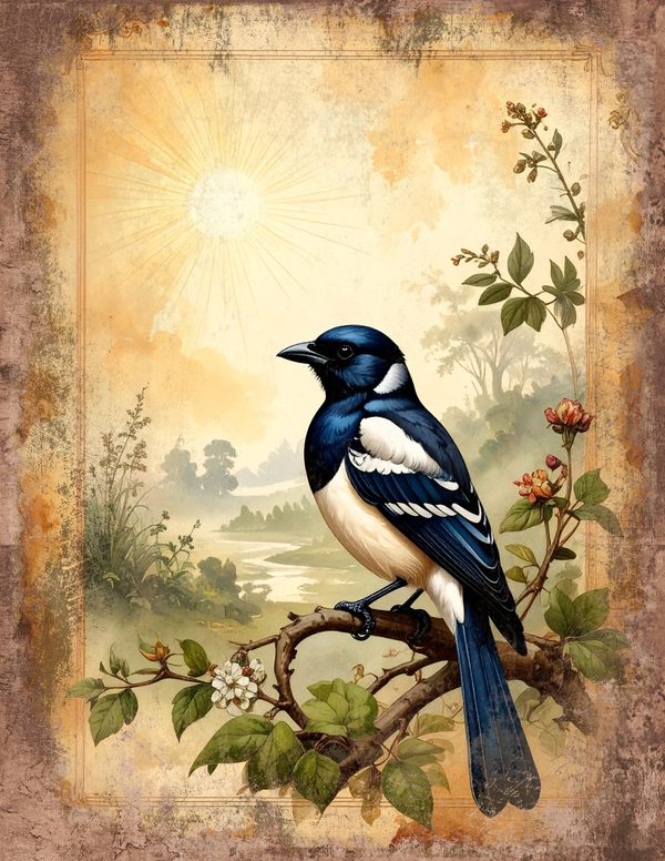 Magpie Bird Collection Junk Journal Pages: 60 Watercolor Digital Paper - Scrapbook Printables — image 10