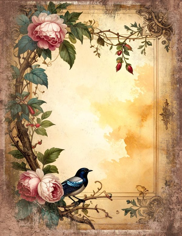 Magpie Bird Collection Junk Journal Pages: 60 Watercolor Digital Paper - Scrapbook Printables — image 16