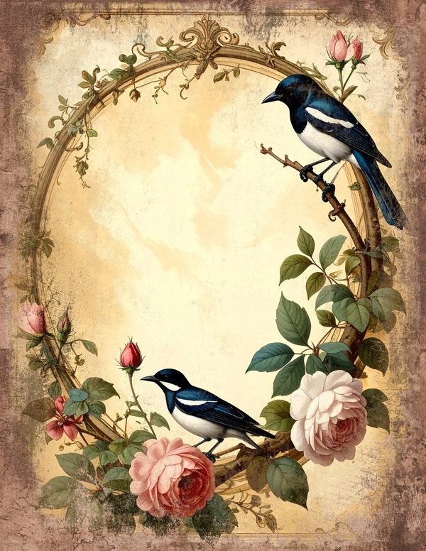 Magpie Bird Collection Junk Journal Pages: 60 Watercolor Digital Paper - Scrapbook Printables — image 20