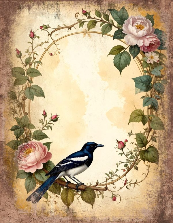 Magpie Bird Collection Junk Journal Pages: 60 Watercolor Digital Paper - Scrapbook Printables — image 35