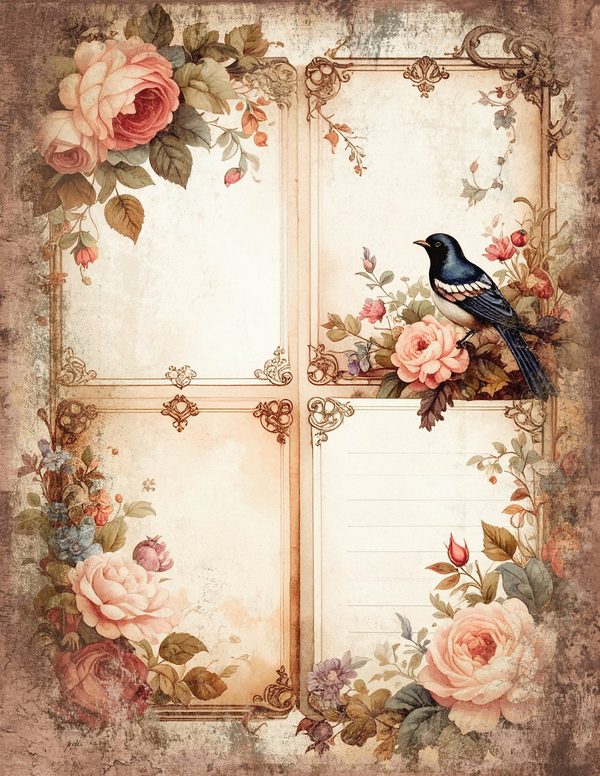Magpie Bird Collection Junk Journal Pages: 60 Watercolor Digital Paper - Scrapbook Printables — image 38