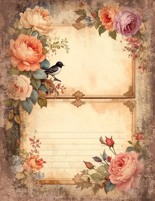 Magpie Bird Collection Junk Journal Pages: 60 Watercolor Digital Paper - Scrapbook Printables — image 41