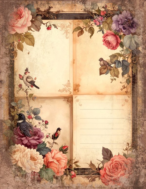 Magpie Bird Collection Junk Journal Pages: 60 Watercolor Digital Paper - Scrapbook Printables — image 44