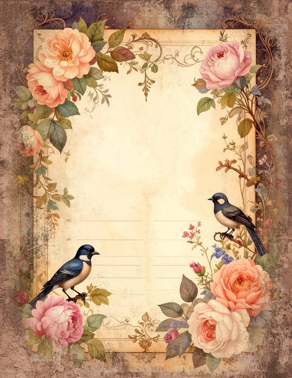 Magpie Bird Collection Junk Journal Pages: 60 Watercolor Digital Paper - Scrapbook Printables — image 48