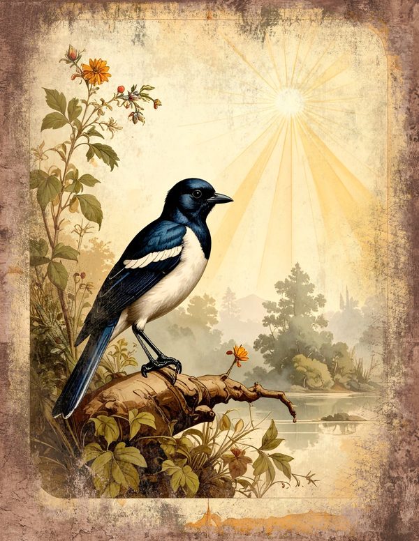Magpie Bird Collection Junk Journal Pages: 60 Watercolor Digital Paper - Scrapbook Printables — image 49