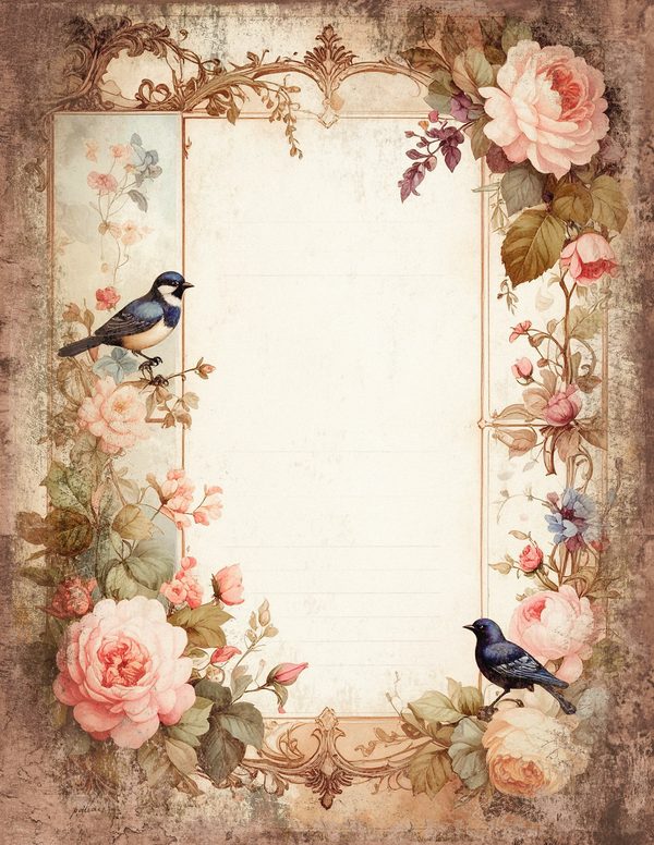 Magpie Bird Collection Junk Journal Pages: 60 Watercolor Digital Paper - Scrapbook Printables — image 59