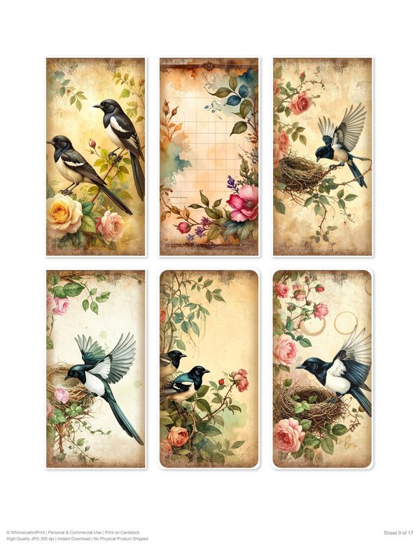 Magpie Collection Kit: 37 Printable Sheets - Vintage Fussy Cut Cards, Tags & Folio - Commercial Use — image 9
