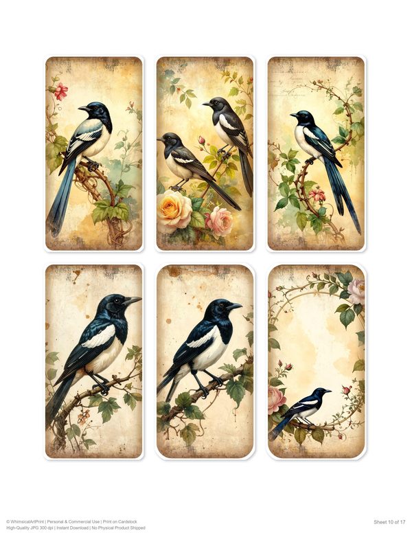 Magpie Collection Kit: 37 Printable Sheets - Vintage Fussy Cut Cards, Tags & Folio - Commercial Use — image 10