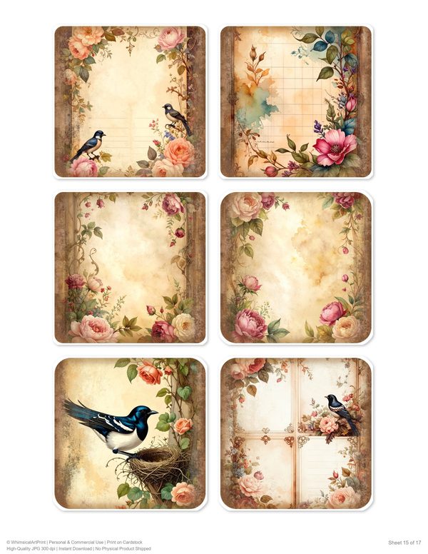 Magpie Collection Kit: 37 Printable Sheets - Vintage Fussy Cut Cards, Tags & Folio - Commercial Use — image 15