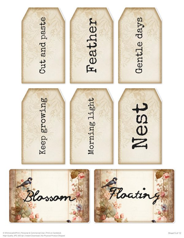 Magpie Collection Kit: 37 Printable Sheets - Vintage Fussy Cut Cards, Tags & Folio - Commercial Use — image 22