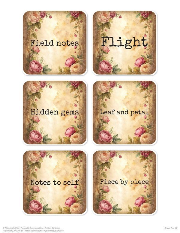 Magpie Collection Kit: 37 Printable Sheets - Vintage Fussy Cut Cards, Tags & Folio - Commercial Use — image 24